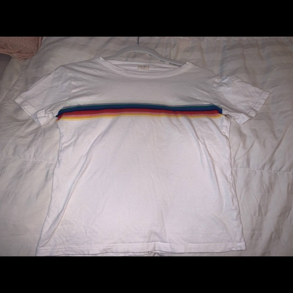 john galt rainbow stripe t-shirt